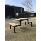 Dış Mekan Bankı Ahşap Metal Ayaklı Park Bahçe Bankları - 1