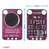 MAX4466 Amplikatörlü Analog Elektet Mikrofon Sensör Ayarlanabilir Kazanç Kontrol Ses Algılayıcı - 1