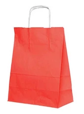 Burgu Saplı Kırmızı Kağıt Çanta 19x8x24 cm - 25 Adet - 1