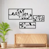 TV Arkası Dekor Kuş Ve Ağaç Temalı Sac Tablo - 2