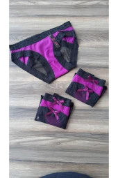 Dantelli Tüllü Mor Külot 3 Lü Paket thumbnail 1