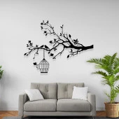 Metal Duvar Tablosu Kuş Kafesi Tasarımı Lazer Kesim Sac Tablo - 1