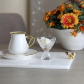 Akayev Mermer Beyaz 30x20 Cm Altın Kuş Sunum Tabağı - 4