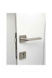 Rivax Anka İnox Zamak Saten Kare Rozetli Yale Çelik Kapı Kolu Sağ Basar Tek Yön thumbnail 2