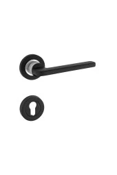 Hisar Mat Siyah Krom Rozetli Yale Çelik Kapı Kolu Sağ Basar thumbnail 1