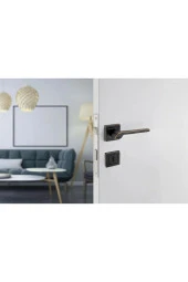 Volvo Siyah Gold Kare Rozetli Yale Çelik Kapı Kolu Sağ Basar Tek Yön thumbnail 2