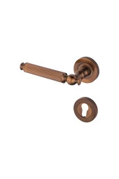 Hanedan Çizgili Rozetli Antik Sarı Yale Kapı Kolu Sol Aşağı Basar Tek Yön thumbnail 1