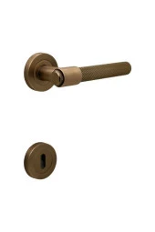 Punch Mat Antik Sarı Rozetli Oda Kapı Kolu 4 Takım - 1