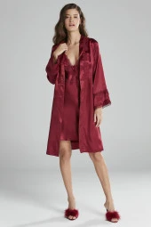 Saten Gecelik Sabahlık Pijama Takım Şort Takım 6'lı Gelin Çeyiz Seti - 6965 thumbnail 2