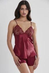 Saten Gecelik Sabahlık Pijama Takım Şort Takım 6'lı Gelin Çeyiz Seti - 6955 thumbnail 2