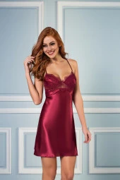 Saten Gecelik Sabahlık Pijama Takım Şort Takım 6'lı Gelin Çeyiz Seti - 6335 thumbnail 4