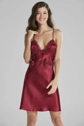 Saten Gecelik Sabahlık Pijama Takım Şort Takım 6'lı Gelin Çeyiz Seti - 6965 thumbnail 5