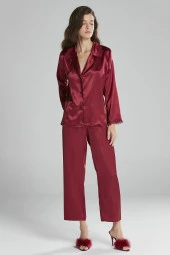 Saten Gecelik Sabahlık Pijama Takım Şort Takım 6'lı Gelin Çeyiz Seti - 6965 thumbnail 7