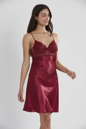 Saten Gecelik Sabahlık Pijama Takım Şort Takım 6'lı Gelin Çeyiz Seti - 6955 thumbnail 7