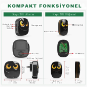 TechTic 1Buton 1Alıcı Kablosuz Kapı Zili Yaratıcı Baykuş Şekilli Işıklı Uzun Mesafeli(300 Metre) Ev Ofis - 4