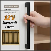 12 Adet Marmara Kulp 224 mm Siyah Mutfak Kulpu Çekmece Dolap Kapak Kulbu Metal  Mobilya Dolabı Kulp thumbnail 1