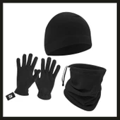 Uyguna-Yakala Siyah (sbln.008) Savage Warm 3'lü Kışlık Set Polar Bere, Eldiven, Boyunluk-PKA.027 - 1
