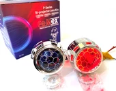 Femex Bi-Xenon Kırmızı Renk Bal Petek Desenli Far İçi Mercek 2,5 Inc Far Merceği Led Xenon Uyumlu - 1