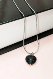 Lav Taşı Doğal Taşı Zincirli El Yapımı Kolye Uç: 1,5 cm Zincir: 20 cm Kutulu thumbnail 6