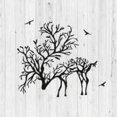 Duvar Dekorasyonları Geyik Ve Ağaç Temalı İllüstrasyon Tablo - 3
