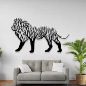 Hayvan Tablo Aslan Temalı Metal Duvar Dekoru - 1