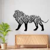 Hayvan Tablo Aslan Temalı Metal Duvar Dekoru - 2