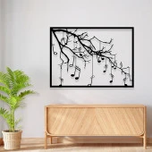 Nota Ağacı Tablosu Çerçeveli Lazer Kesim Metal Tablo - 2