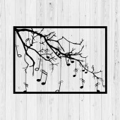 Nota Ağacı Tablosu Çerçeveli Lazer Kesim Metal Tablo - 3