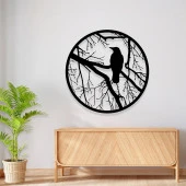 Yuvarlak Tablo Siyah Karga Temalı Lazer Kesim Metal Tablo - 2