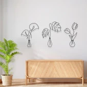 Koridor Duvar Aksesuarları Vazoda Bahar Çiçekleri Metal Dekor - 2