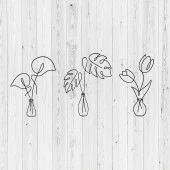 Koridor Duvar Aksesuarları Vazoda Bahar Çiçekleri Metal Dekor - 3