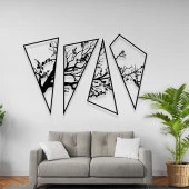 Dekoratif Duvar Süsleri Geometrik Tasarım Metal Ağaç Dekoru - 1