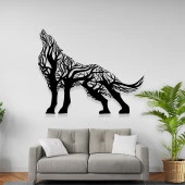 Duvar Dekorasyonu Uluyan Kurt Lazer Kesim Metal Tablo - 1