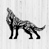 Duvar Dekorasyonu Uluyan Kurt Lazer Kesim Metal Tablo - 3