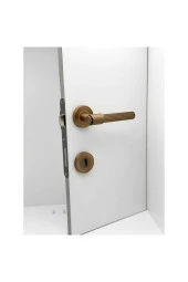 Erva Handles ZK79 Mat Antik Sarı Rozetli Oda Kapı Kolu 4 Takım thumbnail 4