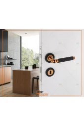 Hanedan Çizgili Rozetli Albirifin Siyah Oda Kapı Kolu Koldoor 5 Takım thumbnail 3