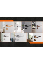 Hanedan Çizgili Rozetli Albirifin Siyah Oda Kapı Kolu Koldoor 5 Takım thumbnail 4