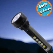 El Feneri Şarjlı Lamba Led Işıldak Kamp Lambası Gece Aydınlatma 5 W Beyaz Işık - 1