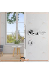 Topkapı Kristal Cam Rozetli Krom Oda Kapı Kolu Koldoor 5 Takım thumbnail 2