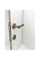 Erva Handles ZK79 Mat Antik Sarı Rozetli Yale Çelik Kapı Kolu Sol Basar Tek Yön thumbnail 2