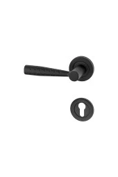 Çekiç Rozetli Mat Siyah Çelik Kapı Yale Kapı Kolu Sol Basar Tek Yön thumbnail 1