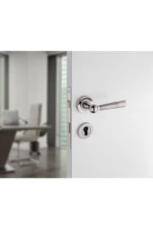 Osmanlı Rozetli Nikel Saten Oda Kapı Kolu 1 Takım thumbnail 2