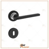 Hisar Lüx Mat Siyah Krom Rozetli Oda Kapı Kolu 1 Takım thumbnail 2