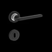 Hisar Lüx Mat Siyah Krom Rozetli Oda Kapı Kolu 1 Takım thumbnail 3