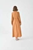 FTZ Women Kadın Modal Fermuarlı Elbise  Sütlü Kahve 30719 - 7