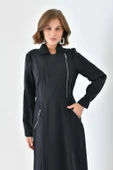 FTZ Women Kadın Modal Fermuarlı Elbise  Siyah 30719 thumbnail 6