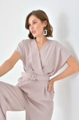 FTZ Women Kadın Kemerli Tulum  Beige 30724 thumbnail 6