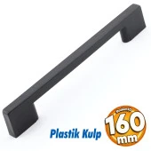 Plastik Kulp Köprü Mobilya Mutfak Dolabı Çekmece Dolap Kulpları Kapak Kulpu Kulbu Siyah 160 mm - 1