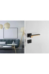 Crowni Siyah Gold Kare Rozetli WC Banyo Kapı Kolu Koldoor 1 Takım thumbnail 2