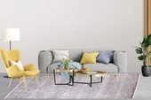 Modern Krem Dijital Baskı Hipoalerjenik Kaymaz Taban Halı Yolluk - 6